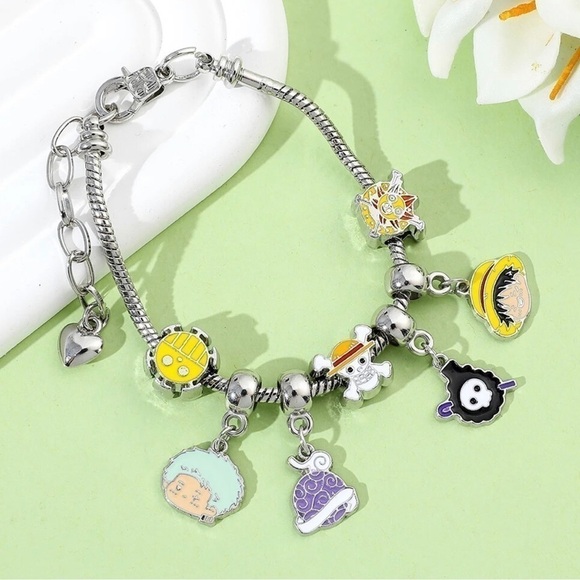 Silver Plated One Piece Anime Themed Charm Bracelet - Picture 2 of 7